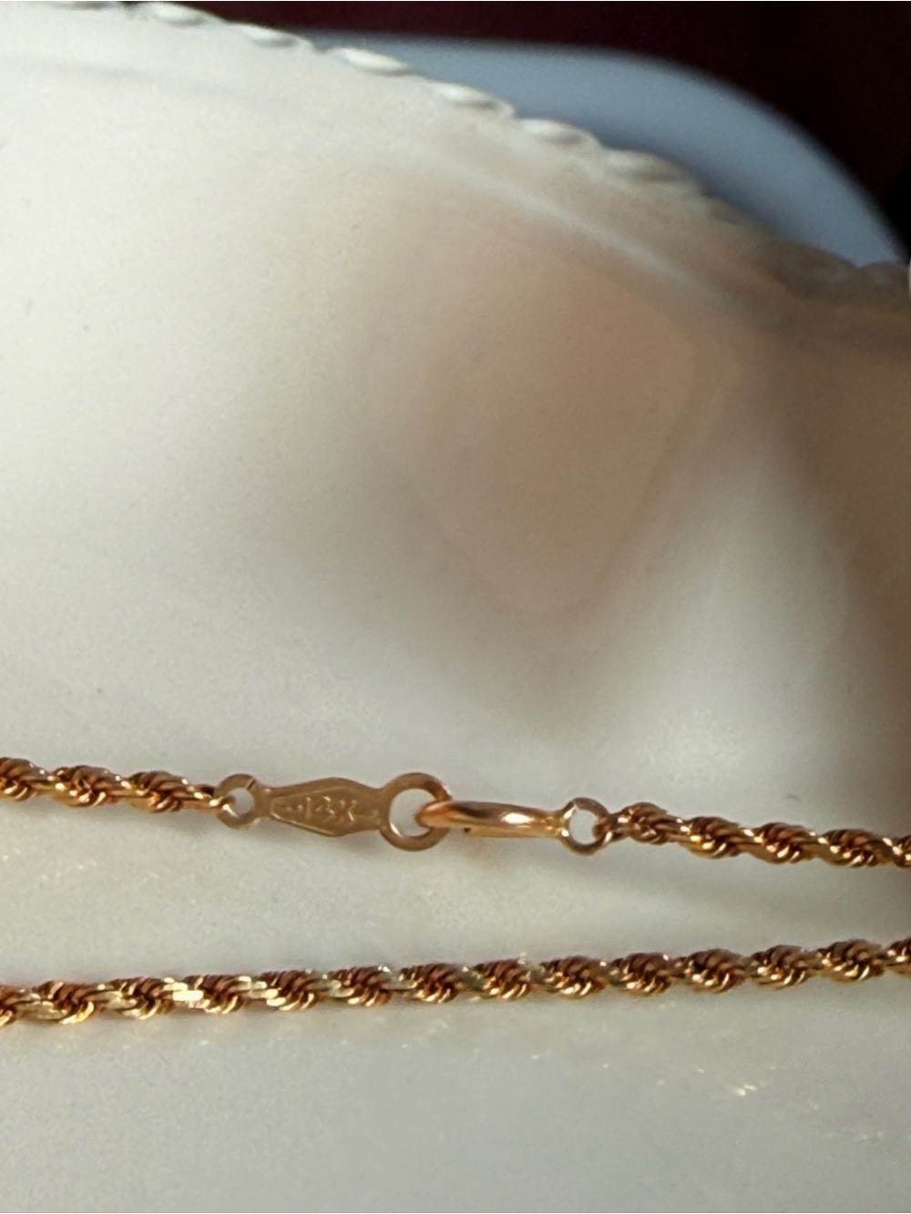 14k Gold Cross Pendant Necklace - 16 inch Rope Chain - Picture 6 of 7